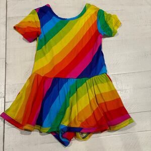 Musethreads Rainbow Stripe Skirted Twirl Bodysuit 18-24 months VGUC